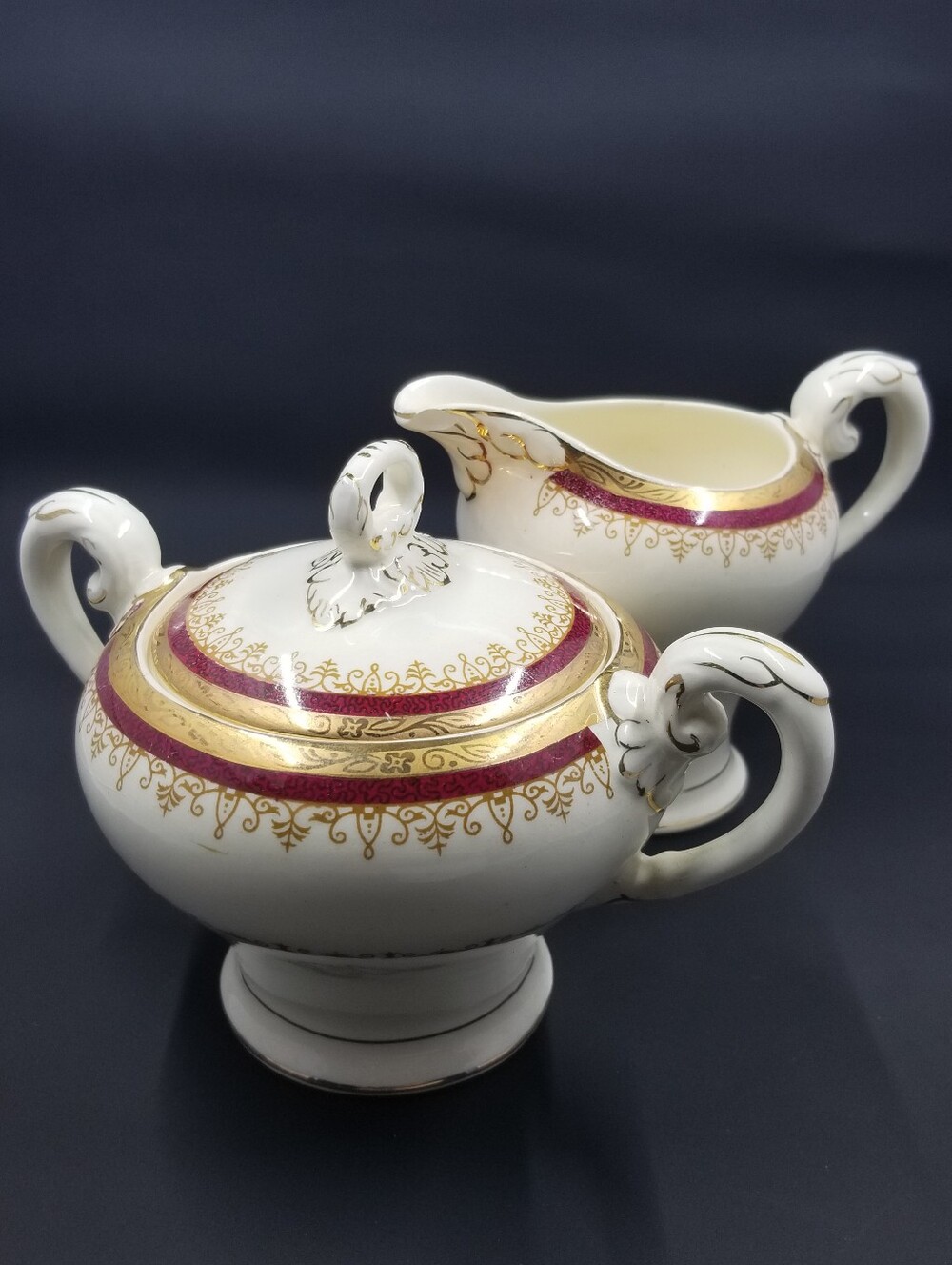 [MYOTT] "The Crowning" Sugar Bowl & Creamer with (Staffordshire)